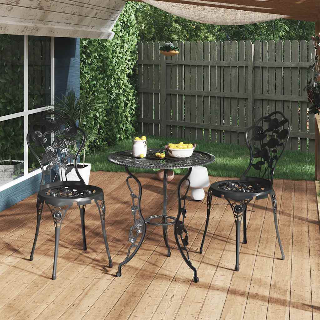 vidaXL Bistro Set | Black | Cast Aluminium, Cast Iron | Medium