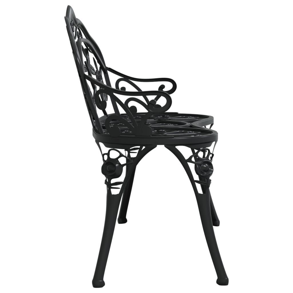 vidaXL Garden Bench | Black | Cast Aluminium, Cast Iron | Medium