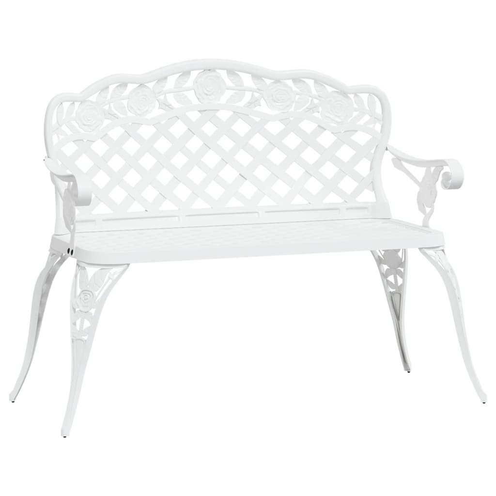 vidaXL Garden Bench | White | Cast Aluminium, Cast Iron | 108 cm width