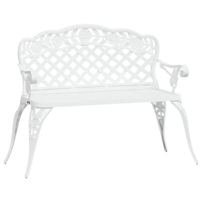 vidaXL Garden Bench | White | Cast Aluminium, Cast Iron | 108 cm width