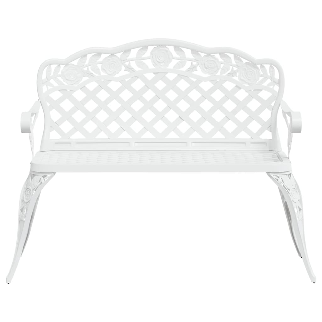 vidaXL Garden Bench | White | Cast Aluminium, Cast Iron | 108 cm width