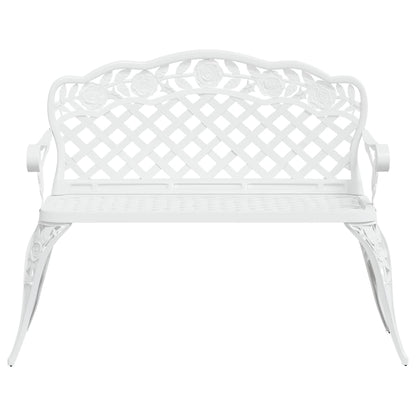 vidaXL Garden Bench | White | Cast Aluminium, Cast Iron | 108 cm width