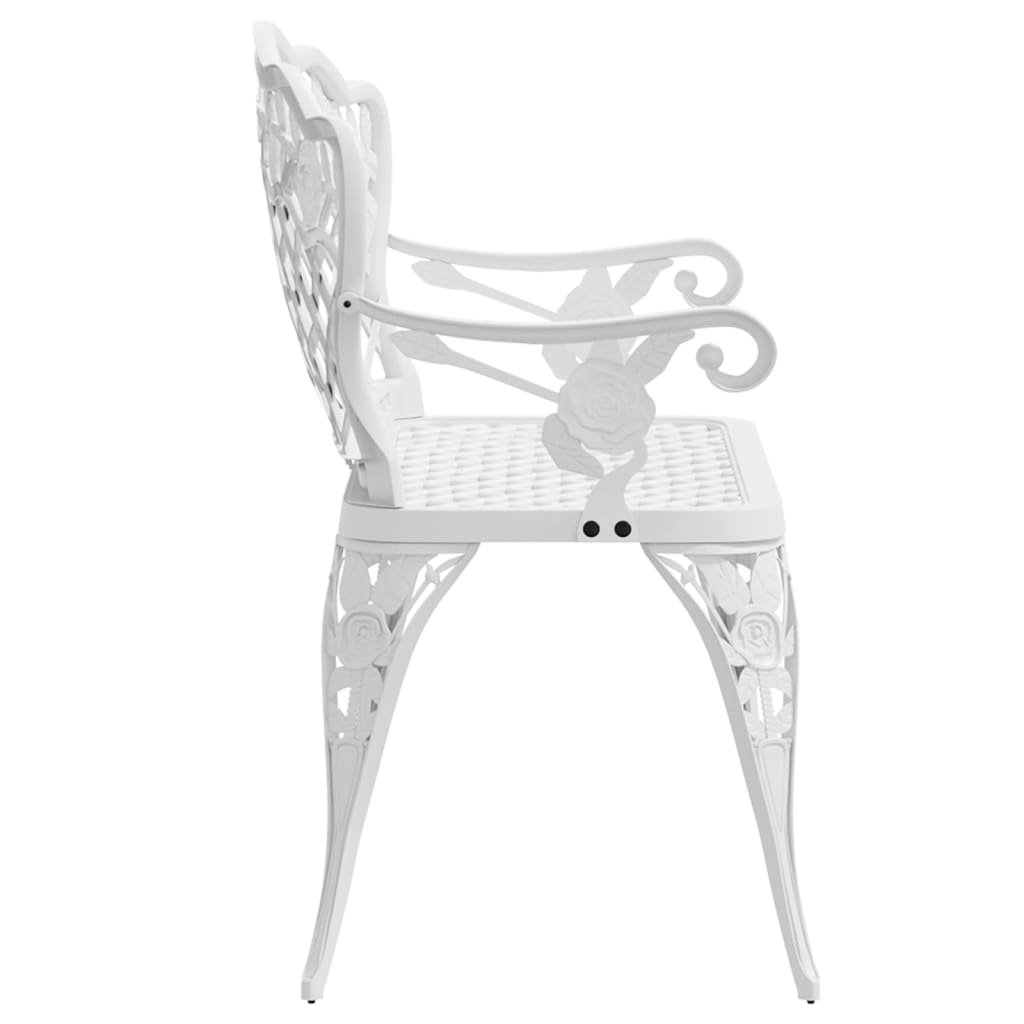 vidaXL Garden Bench | White | Cast Aluminium, Cast Iron | 108 cm width