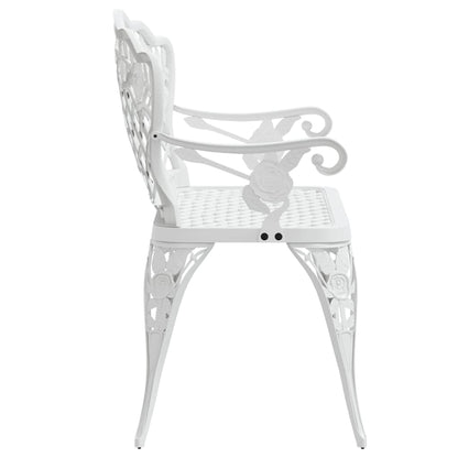 vidaXL Garden Bench | White | Cast Aluminium, Cast Iron | 108 cm width