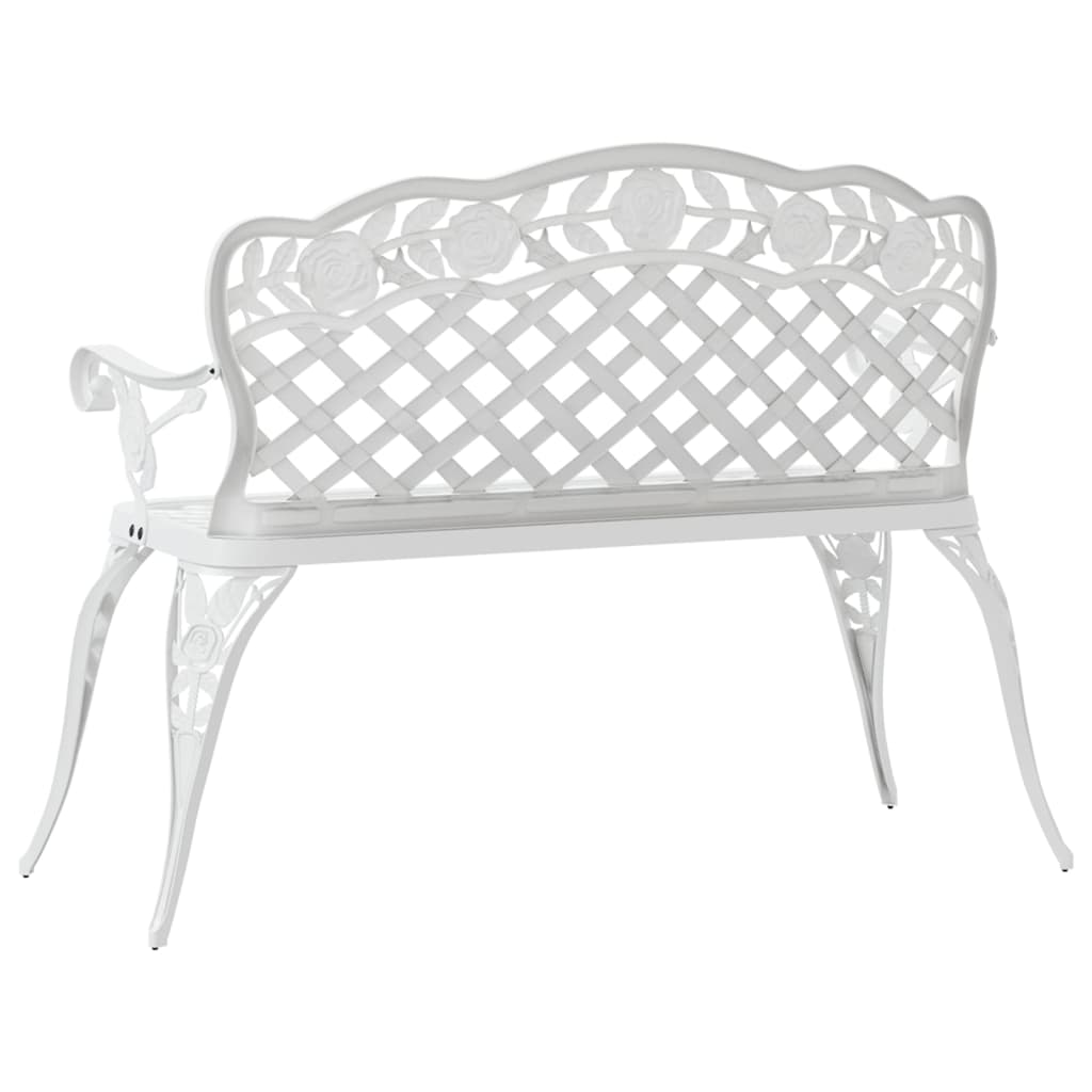 vidaXL Garden Bench | White | Cast Aluminium, Cast Iron | 108 cm width