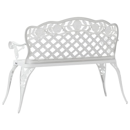 vidaXL Garden Bench | White | Cast Aluminium, Cast Iron | 108 cm width