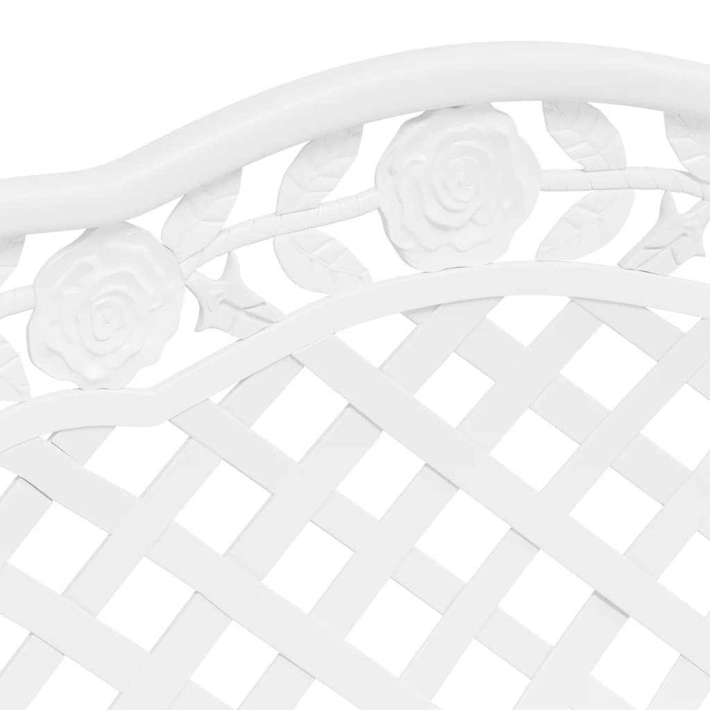 vidaXL Garden Bench | White | Cast Aluminium, Cast Iron | 108 cm width