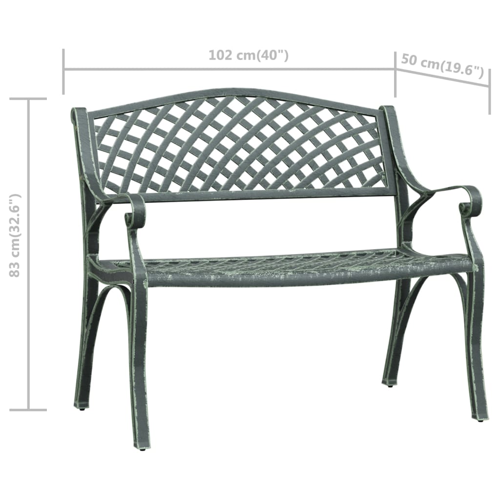 vidaXL Garden Bench | Green | Cast Aluminium, Cast Iron | Standard