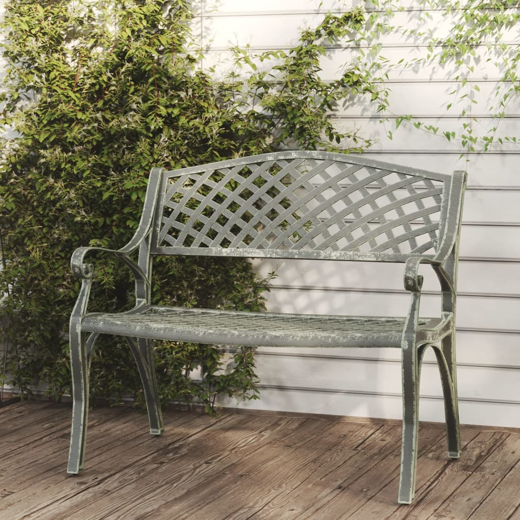 vidaXL Garden Bench | Green | Cast Aluminium, Cast Iron | Standard