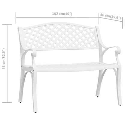 vidaXL Garden Bench | White | Cast Aluminium, Cast Iron | Medium | Durable