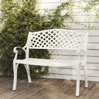 vidaXL Garden Bench | White | Cast Aluminium, Cast Iron | Medium | Durable