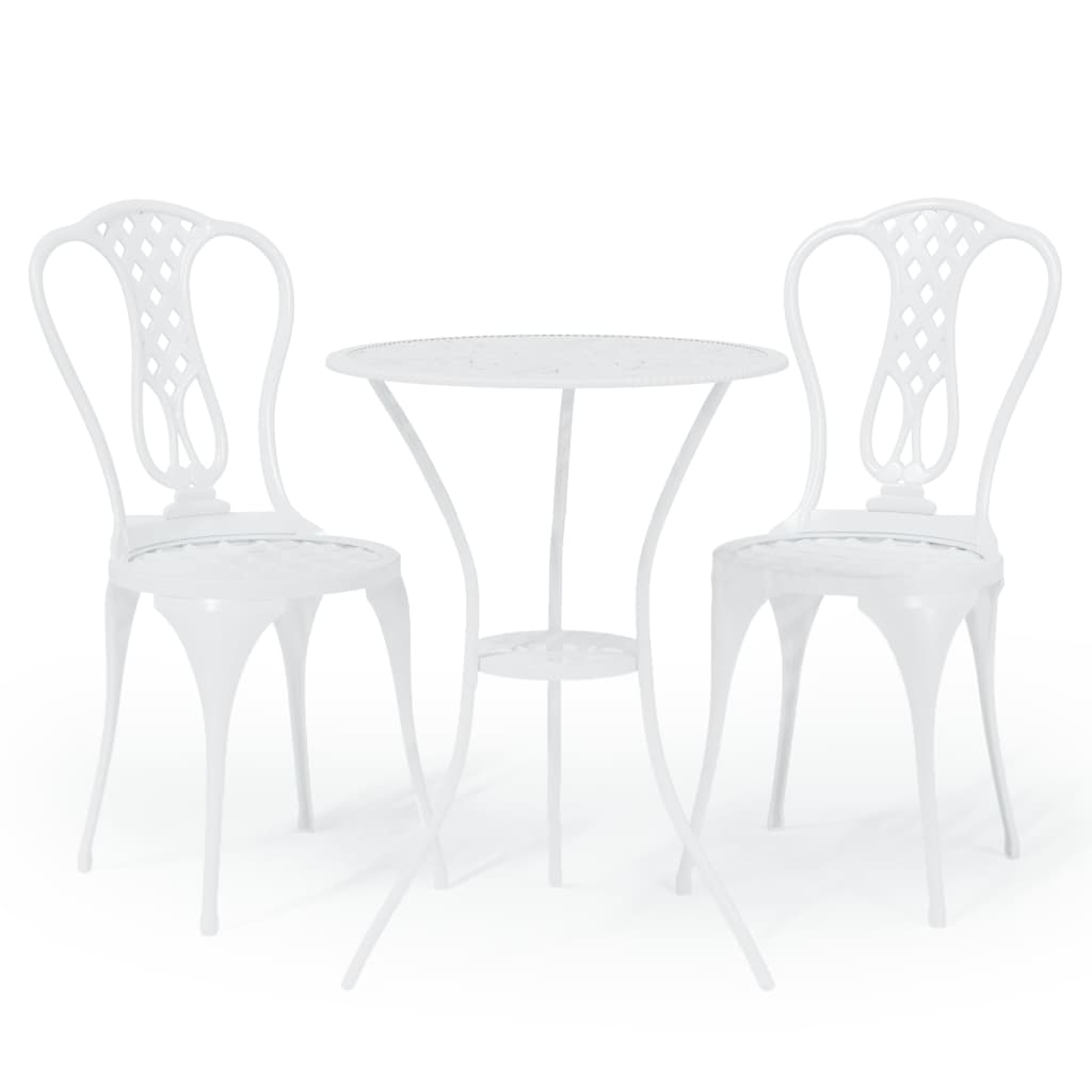 vidaXL Bistro Set | White | Cast aluminium | Small | Durable | Bistro Set