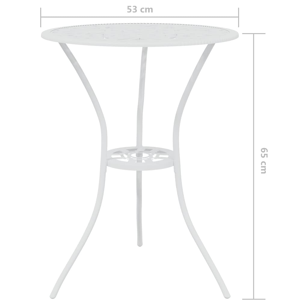 vidaXL 3 Piece Bistro Set Cast Aluminium White