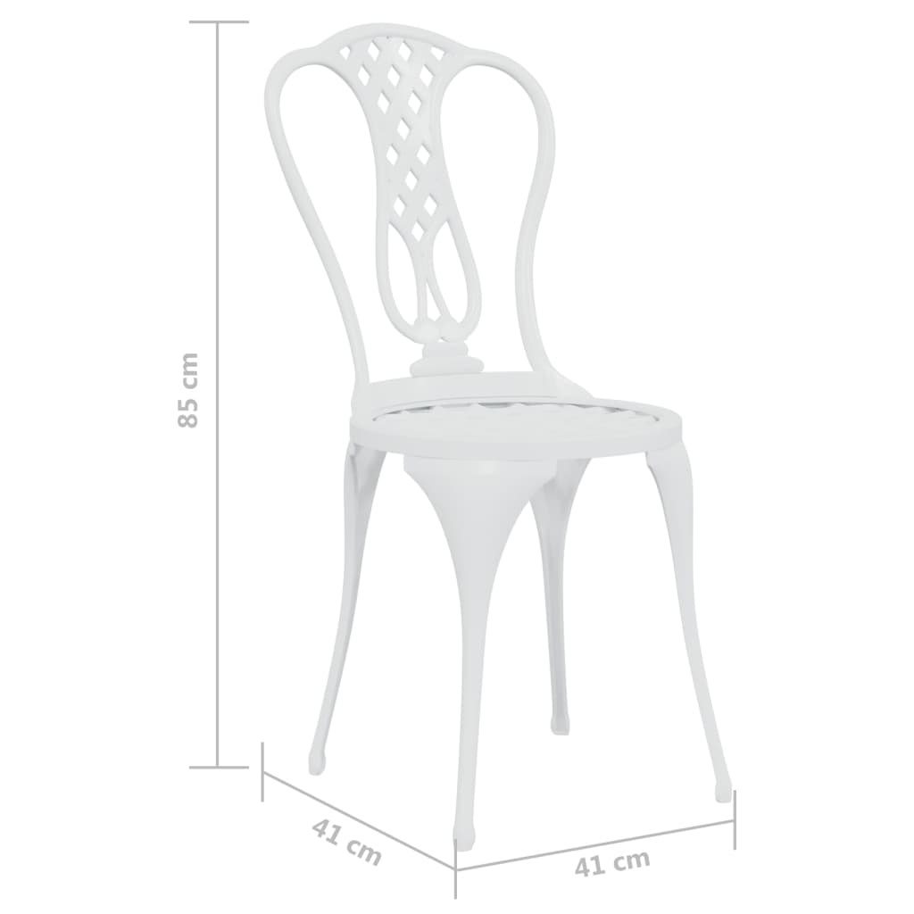 vidaXL Bistro Set | White | Cast aluminium | Small | Durable | Bistro Set