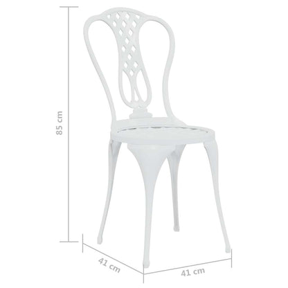 vidaXL 3 Piece Bistro Set Cast Aluminium White