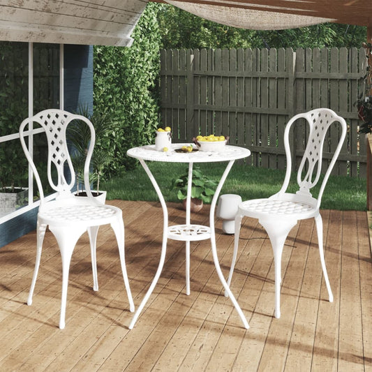 vidaXL Bistro Set | White | Cast aluminium | Small | Durable | Bistro Set