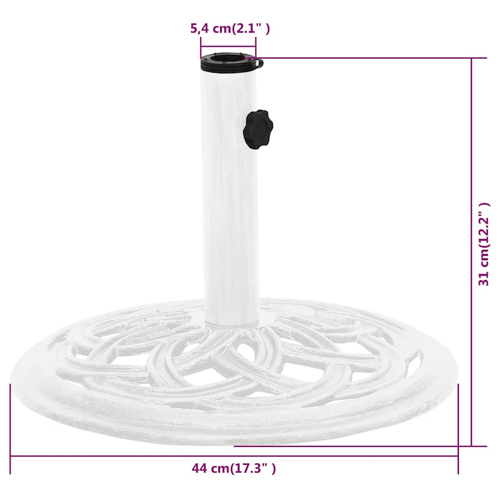 vidaXL Umbrella Base | White | Cast Iron | Medium | Durable | Umbrella Base