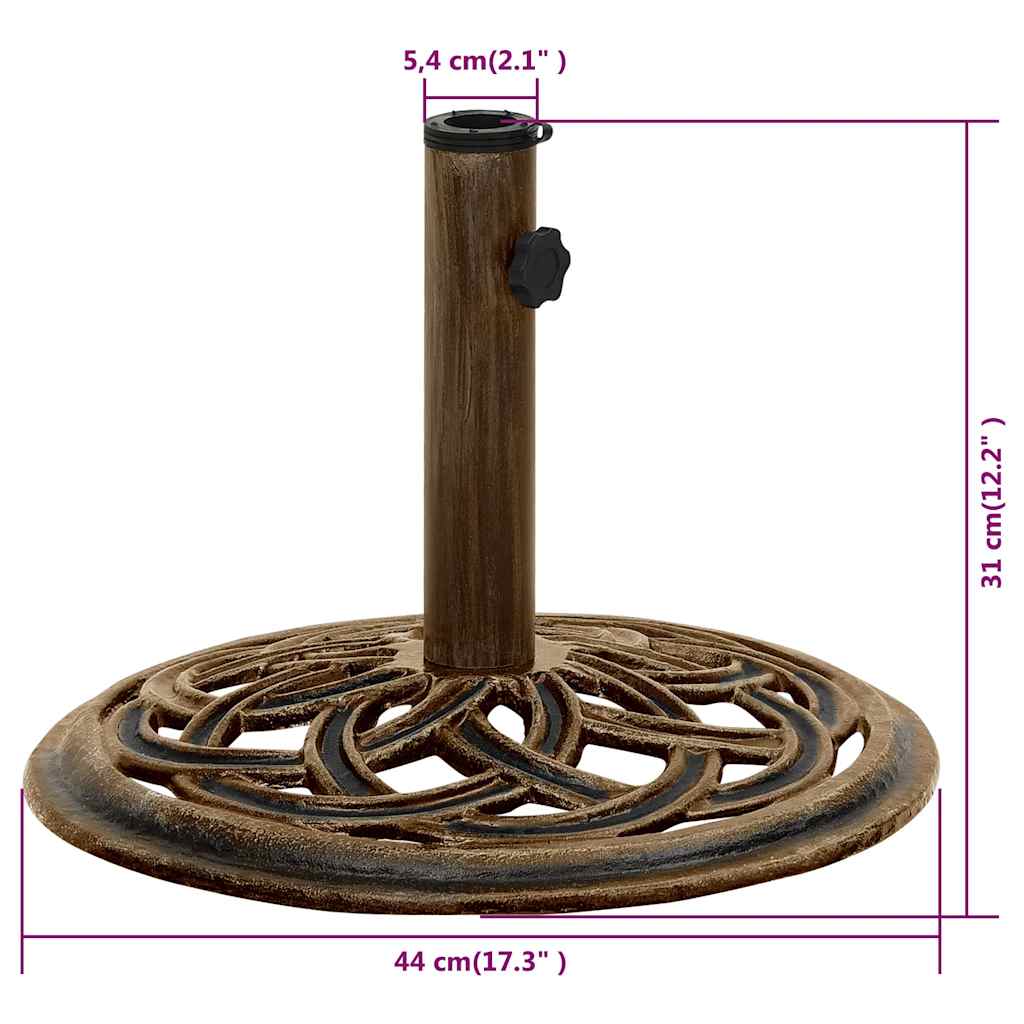 vidaXL Umbrella Base Bronze 44x44x31 cm Cast Iron