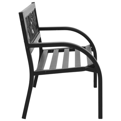 vidaXL Garden Bench | Black | Steel | Children's size | Decorative Inlays