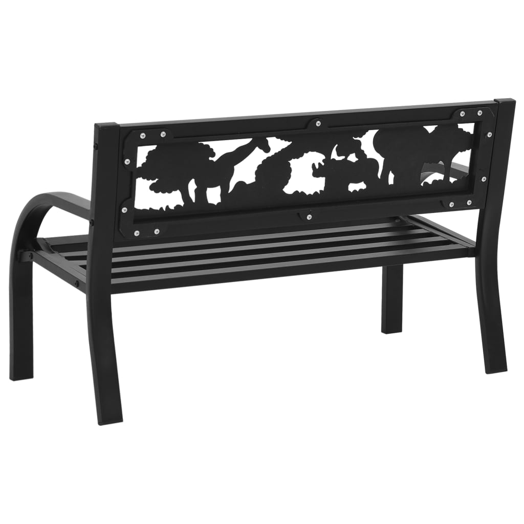 vidaXL Garden Bench | Black | Steel | Children's size | Decorative Inlays
