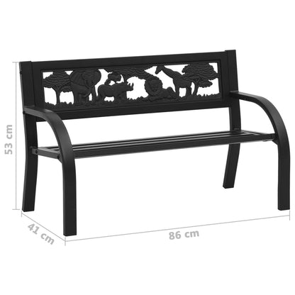 vidaXL Garden Bench | Black | Steel | Children's size | Decorative Inlays