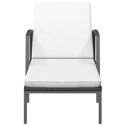 vidaXL Garden Sun Lounger with Cushion Poly Rattan Black