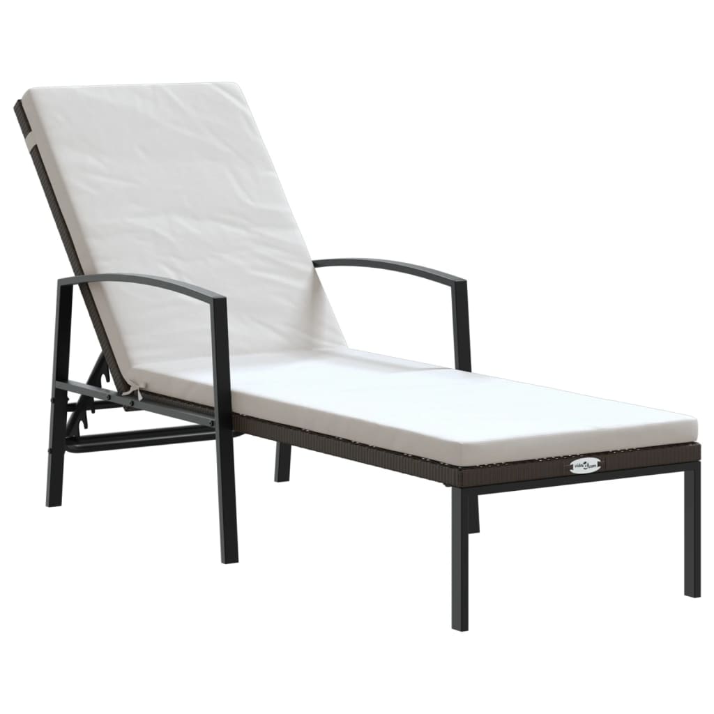vidaXL Sun Loungers 2 pcs with Table Poly Rattan Brown