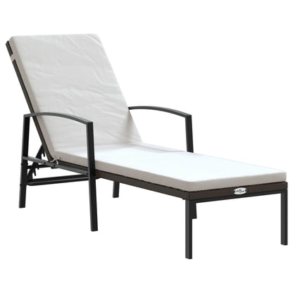 vidaXL Sun Loungers 2 pcs with Table Poly Rattan Brown