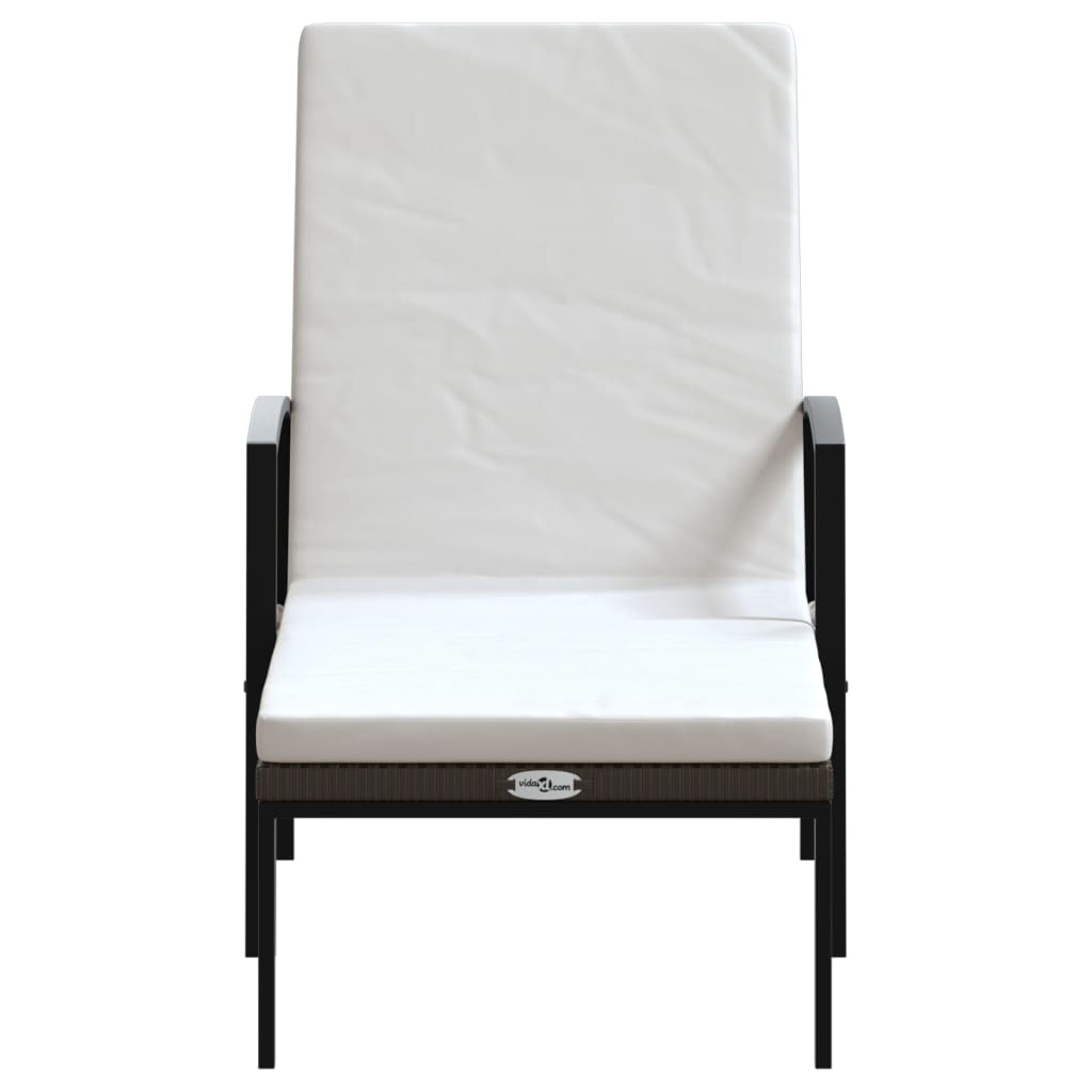 vidaXL Sun Loungers 2 pcs with Table Poly Rattan Brown