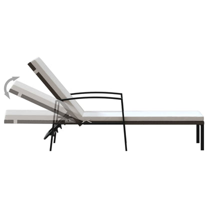 vidaXL Sun Loungers 2 pcs with Table Poly Rattan Brown