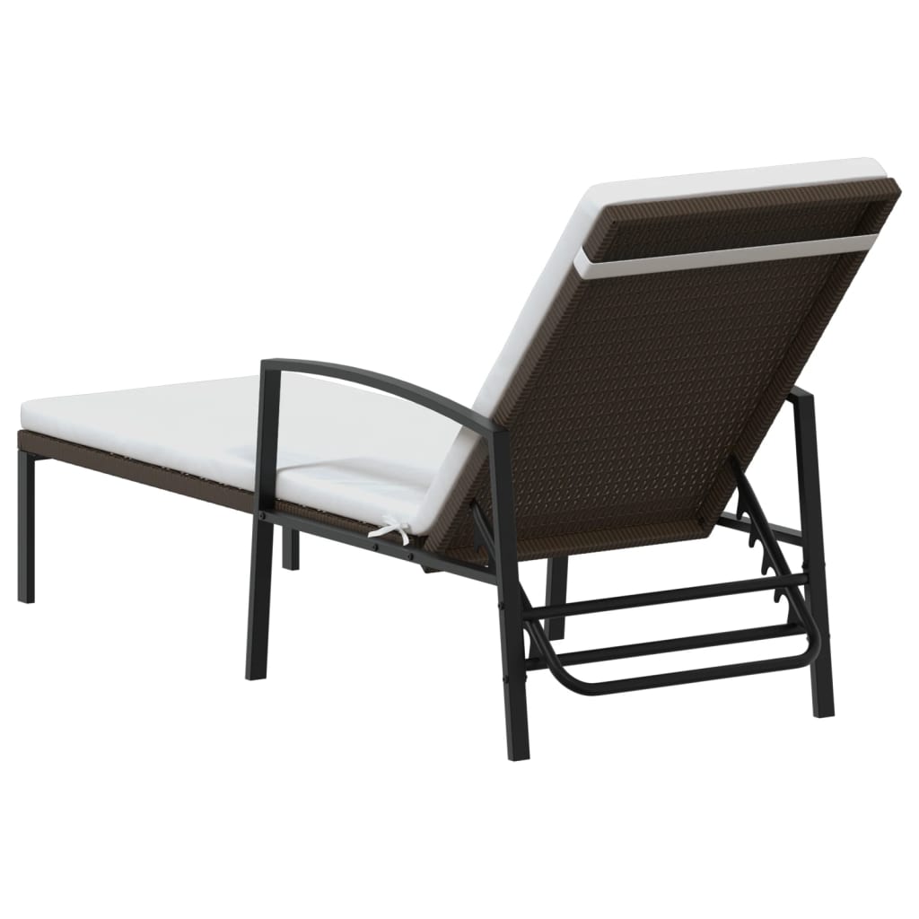 vidaXL Sun Loungers 2 pcs with Table Poly Rattan Brown