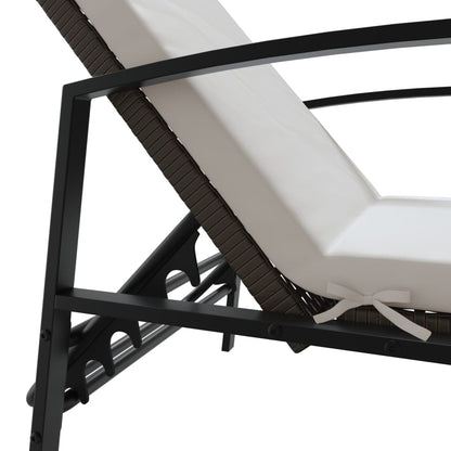 vidaXL Sun Loungers 2 pcs with Table Poly Rattan Brown