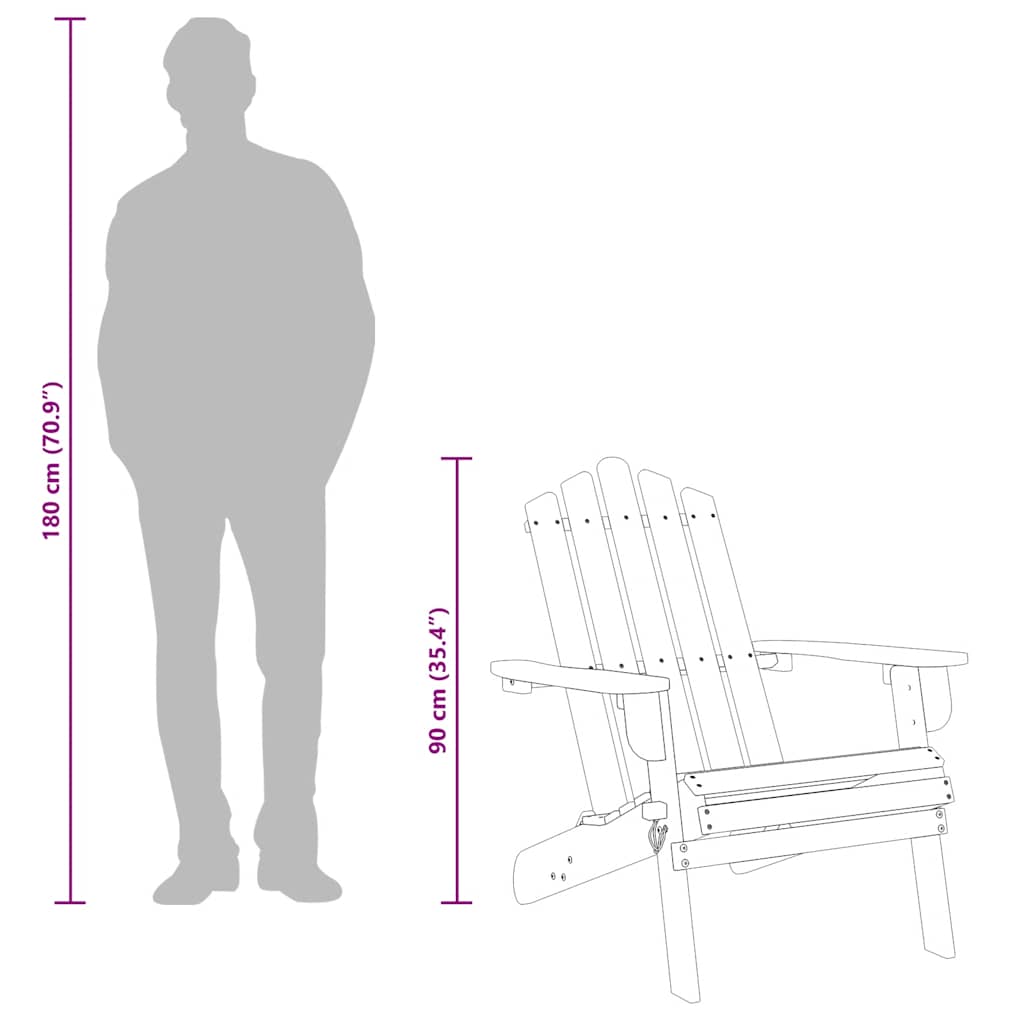 vidaXL Garden Chair | Natural wood | Solid Acacia wood | Standard | Foldable