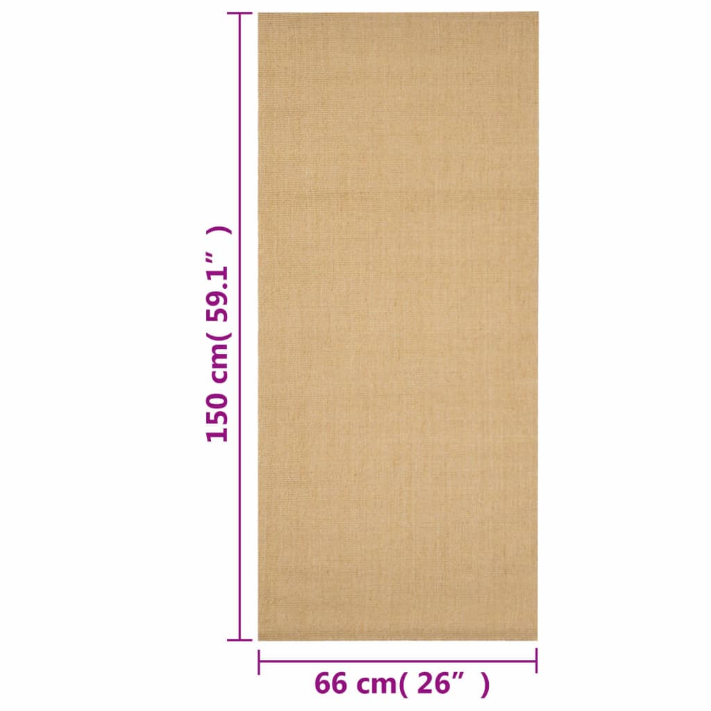 vidaXL Rug | Natural | 100% Sisal | 66 x 150 cm | Rug | Rectangular | Minimalist
