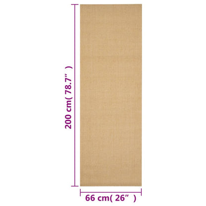 vidaXL Rug | Natural | 100% Sisal | 66 x 200 cm | Rug | Rectangular