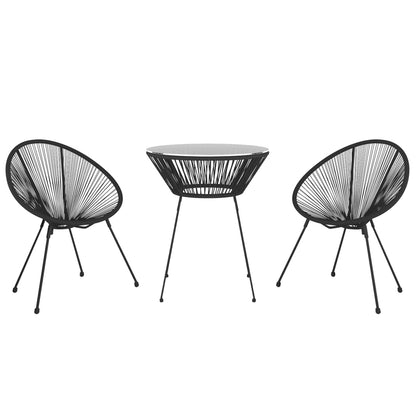 vidaXL Dining Set | Black | Round PVC Rattan | Decorative Inlays | Dining Set