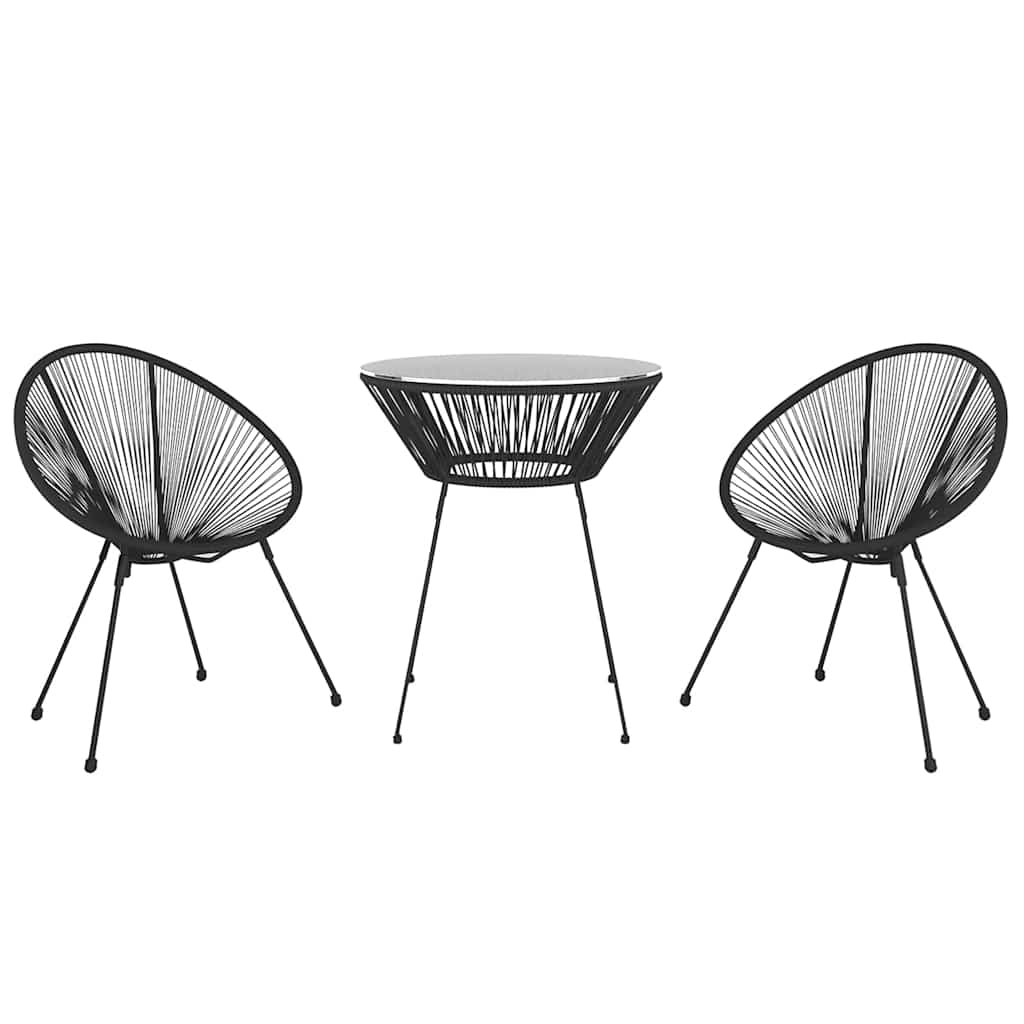 vidaXL 3 Piece Garden Dining Set Black
