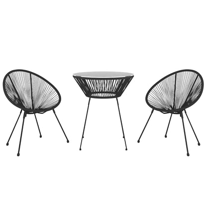 vidaXL 3 Piece Garden Dining Set Black