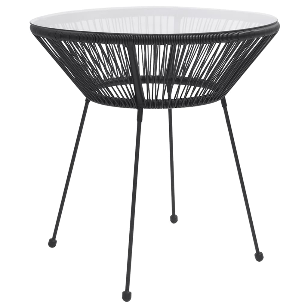vidaXL Dining Set | Black | Round PVC Rattan | Decorative Inlays | Dining Set