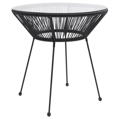 vidaXL Dining Set | Black | Round PVC Rattan | Decorative Inlays | Dining Set