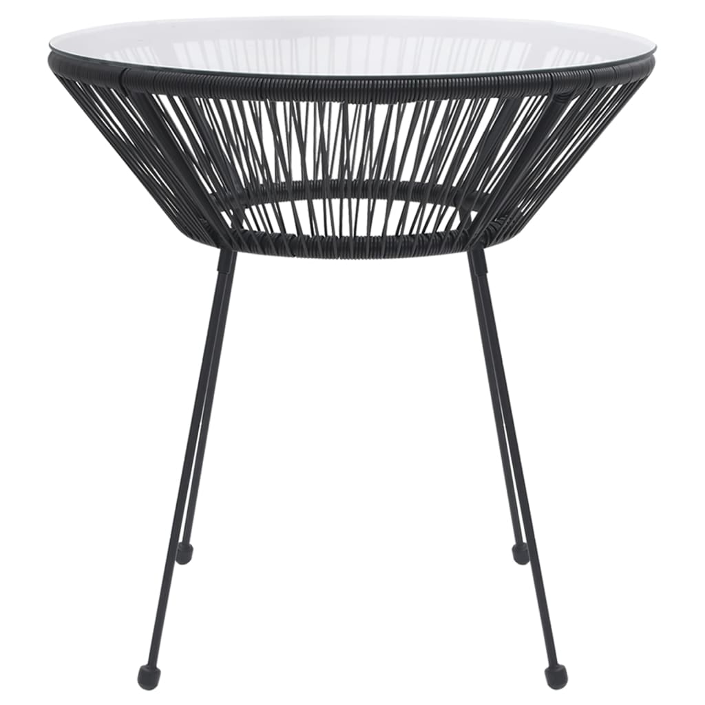 vidaXL Dining Set | Black | Round PVC Rattan | Decorative Inlays | Dining Set