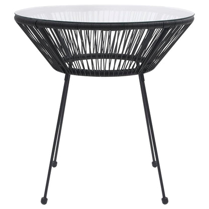 vidaXL Dining Set | Black | Round PVC Rattan | Decorative Inlays | Dining Set