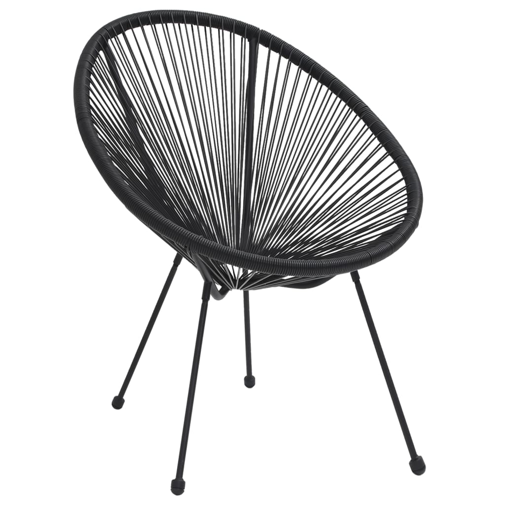 vidaXL Dining Set | Black | Round PVC Rattan | Decorative Inlays | Dining Set