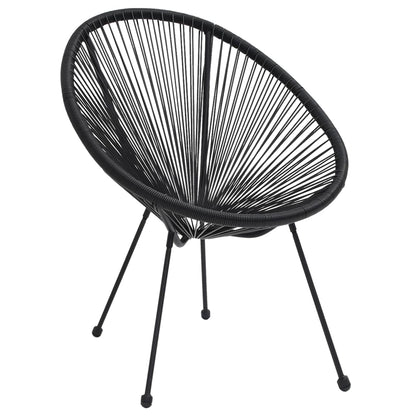 vidaXL Dining Set | Black | Round PVC Rattan | Decorative Inlays | Dining Set
