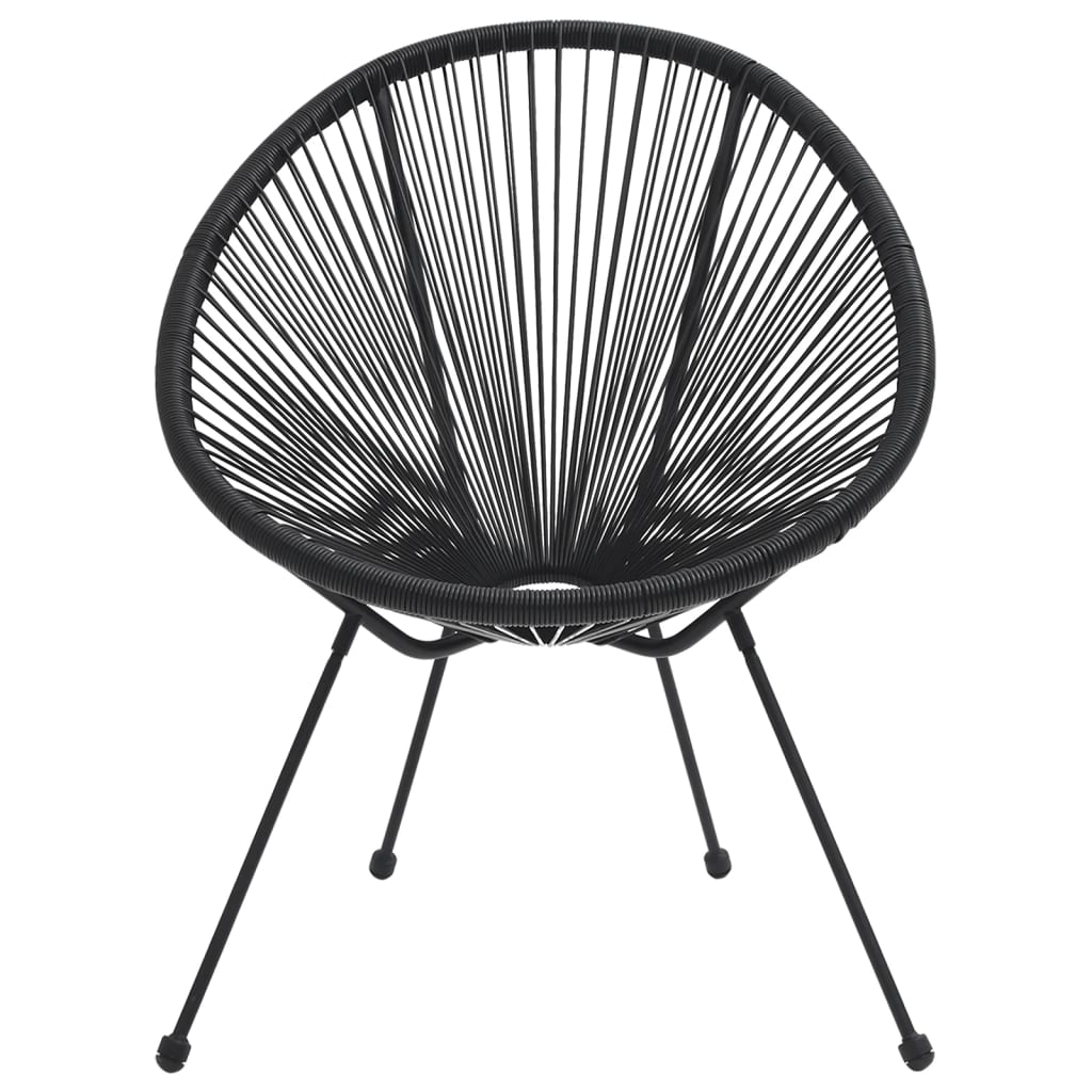 vidaXL Dining Set | Black | Round PVC Rattan | Decorative Inlays | Dining Set