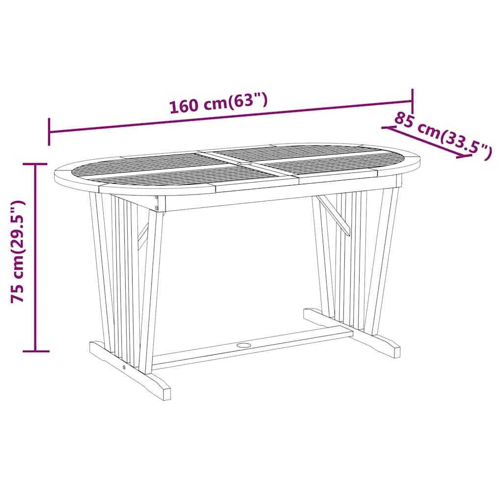 vidaXL Garden Dining Set | Reddish-brown | Solid eucalyptus wood | Medium