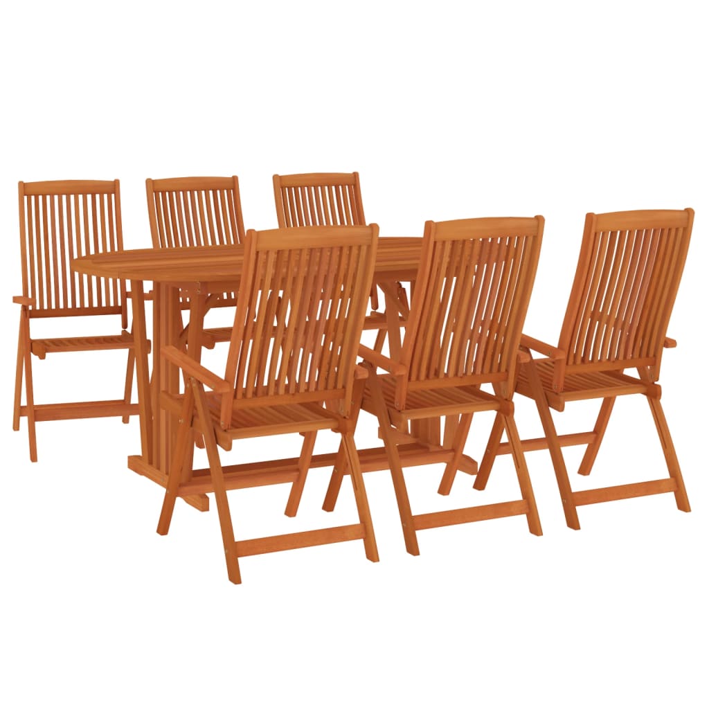 vidaXL Garden Dining Set | Reddish-brown | Solid eucalyptus wood | 7 Piece Set