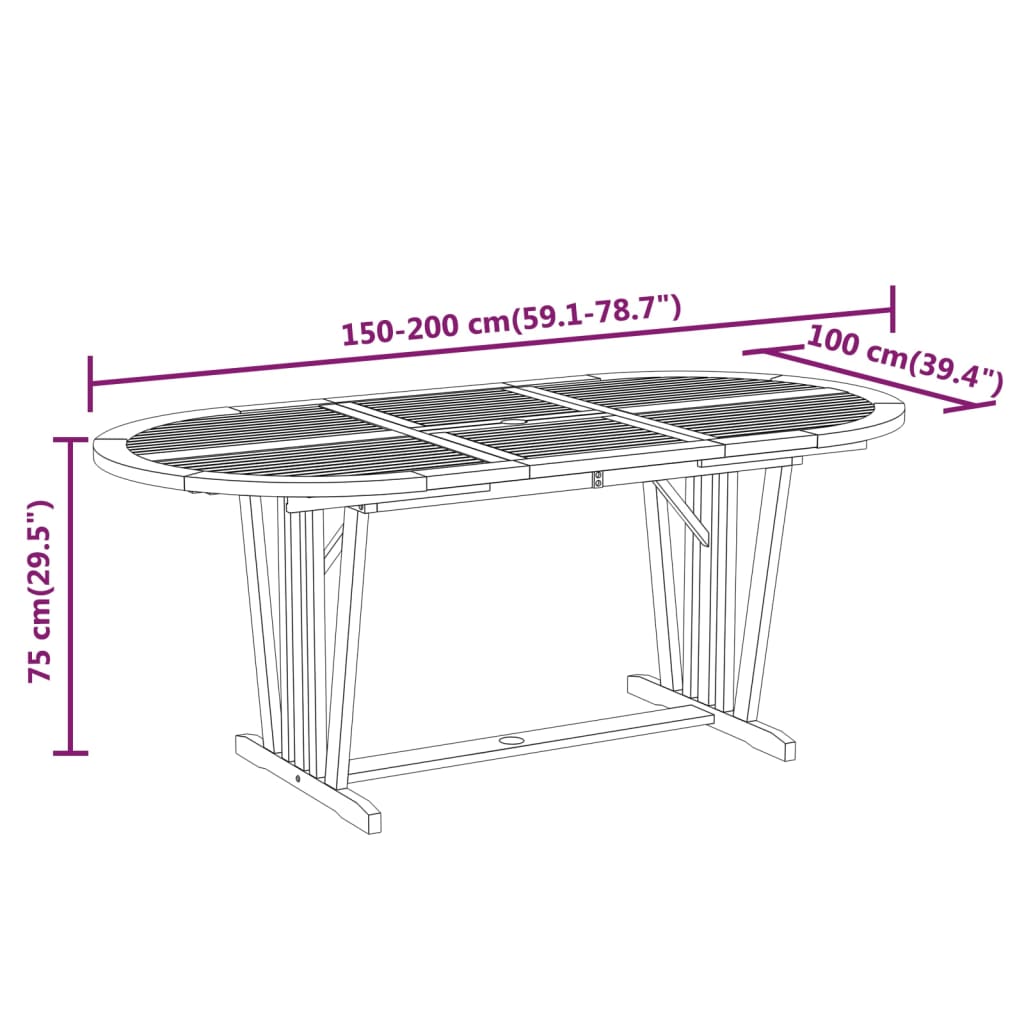 vidaXL Garden Dining Set | Reddish-Brown | Solid eucalyptus wood | Medium