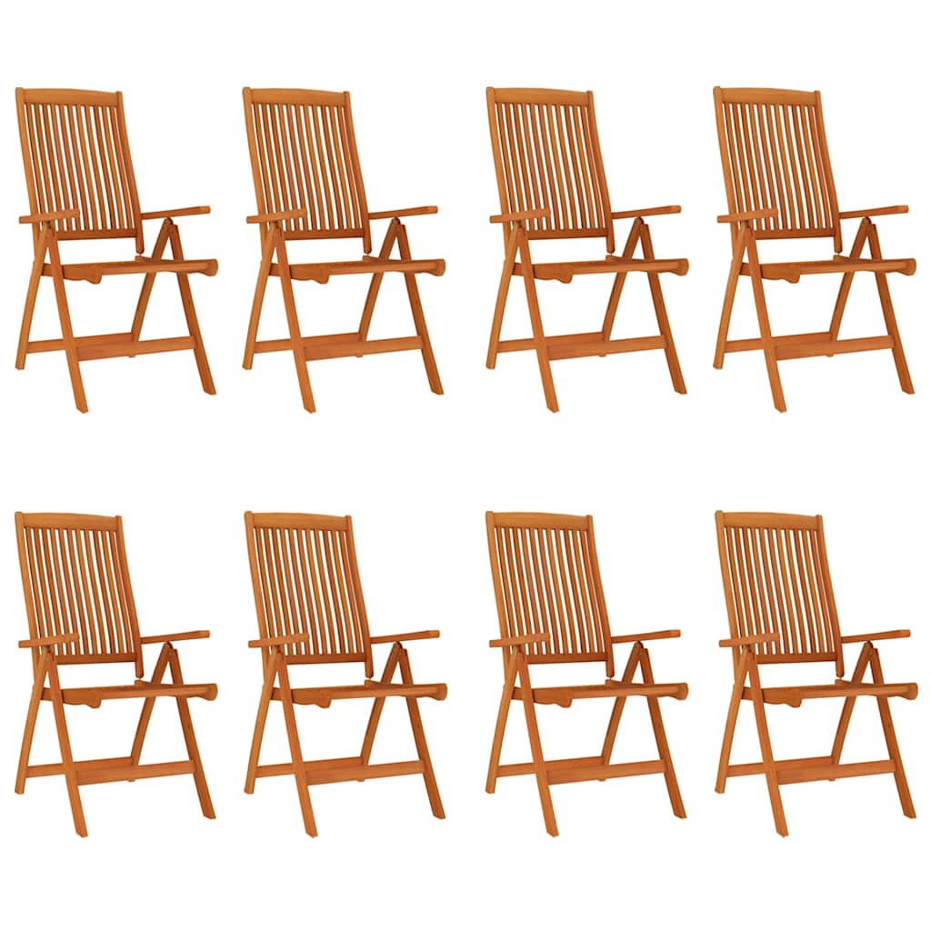 vidaXL Folding Chairs 8 pcs Solid Wood Eucalyptus