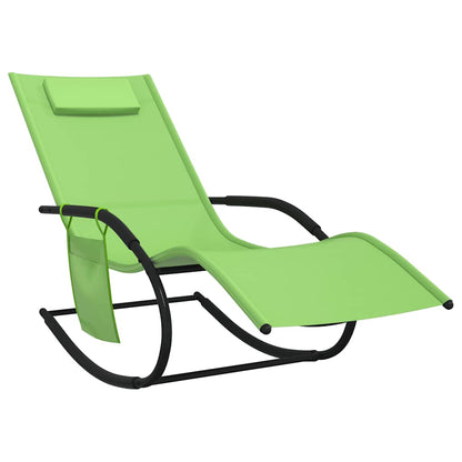 vidaXL Rocking Sun Loungers 2 pcs Green Steel and Textilene